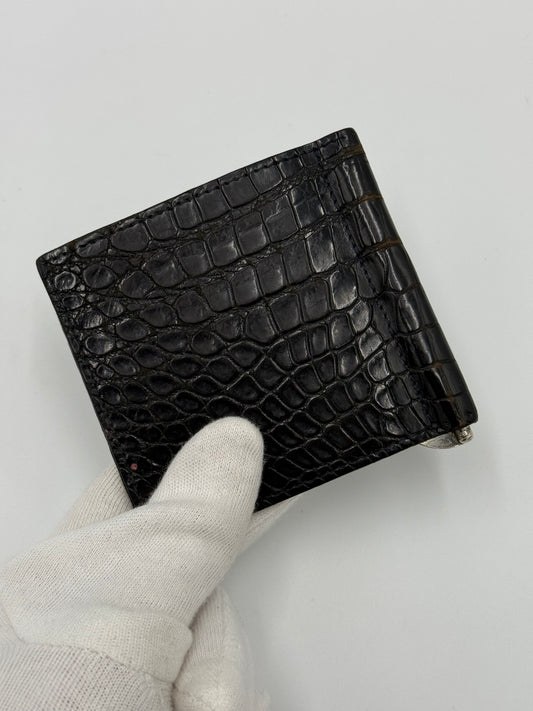 Gucci Portafoglio Money Clip Vintage Pelle Esotica Nera - Pally Vintage Closet