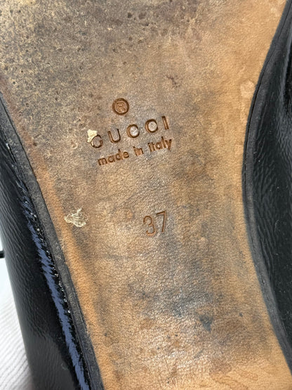 Gucci Scarpe Stringate Vintage Bamboo Heel Vernice Nero