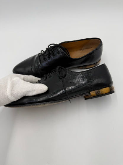Gucci Scarpe Stringate Vintage Bamboo Heel Vernice Nero