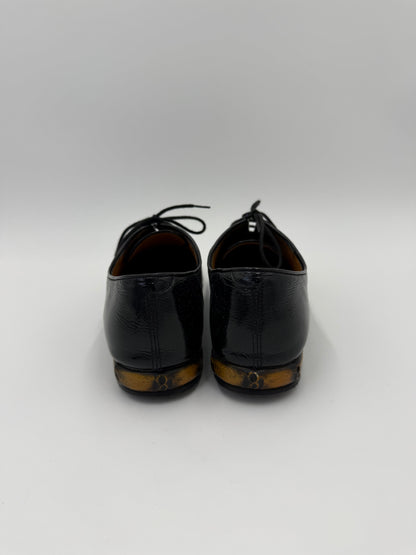 Gucci Scarpe Stringate Vintage Bamboo Heel Vernice Nero