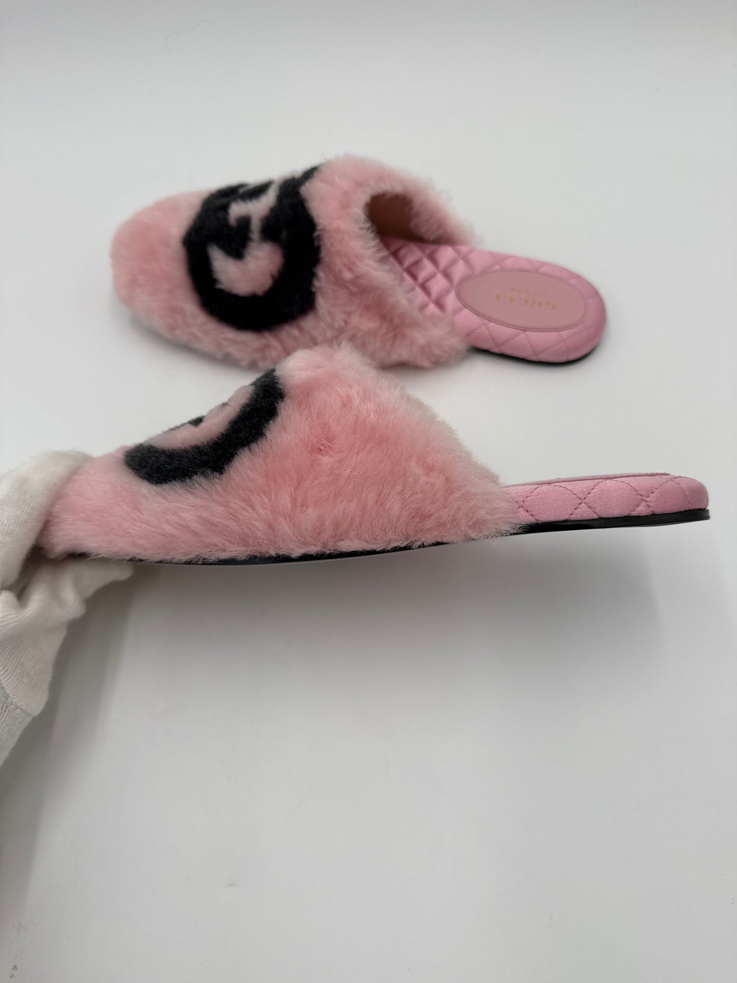 Gucci Slippers Sabot Plush by Alessandro Michele Rosa