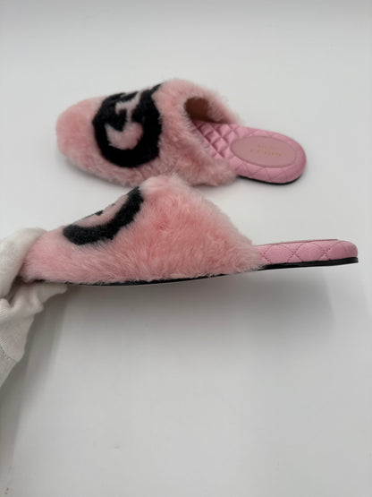 Gucci Slippers Sabot Plush by Alessandro Michele Rosa