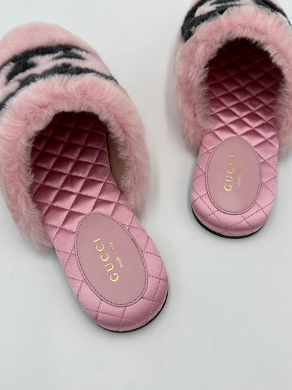 Gucci Slippers Sabot Plush by Alessandro Michele Rosa