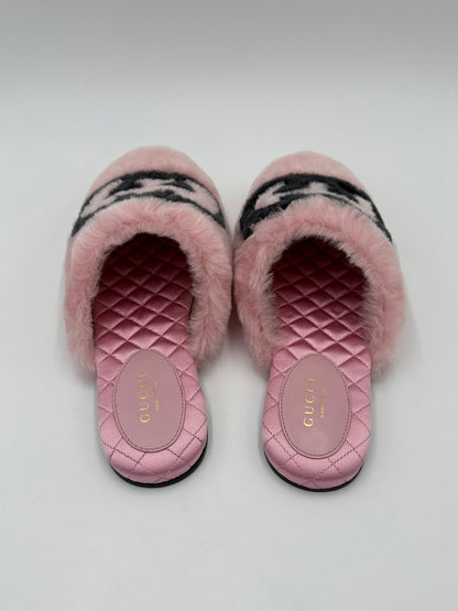 Gucci Slippers Sabot Plush by Alessandro Michele Rosa