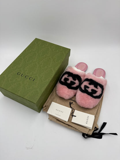 Gucci Slippers Sabot Plush by Alessandro Michele Rosa