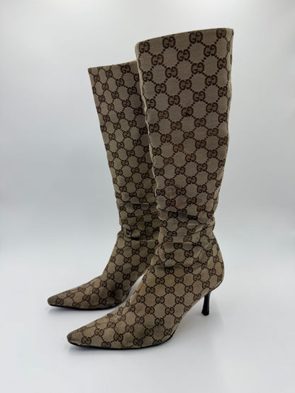Gucci Stivali al Ginocchio Vintage by Tom Ford GG Monogram Canvas Beige - Pally Vintage Closet