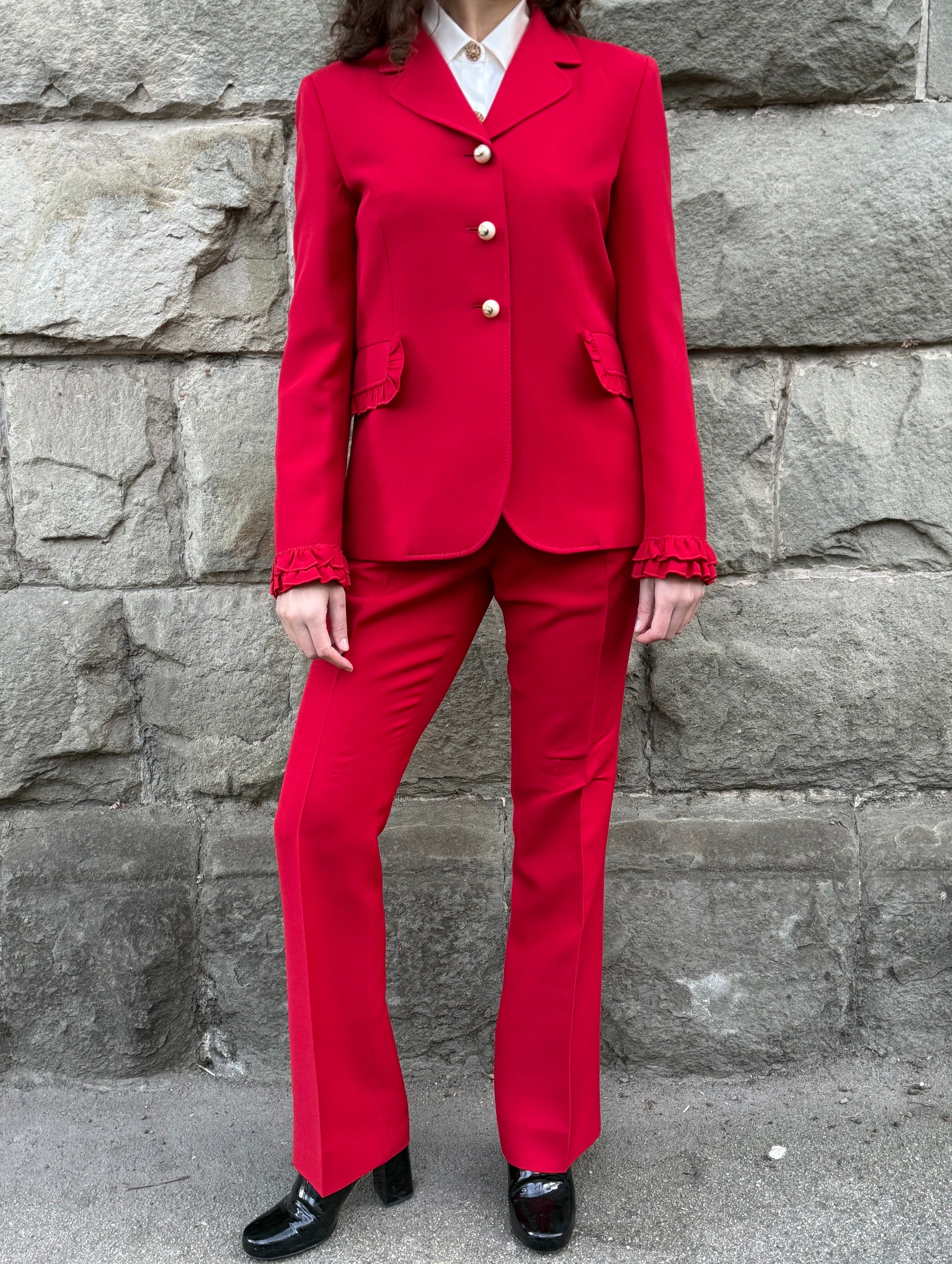 Gucci Tailleur con Dettagli Ruffled Rosso - Pally Vintage Closet