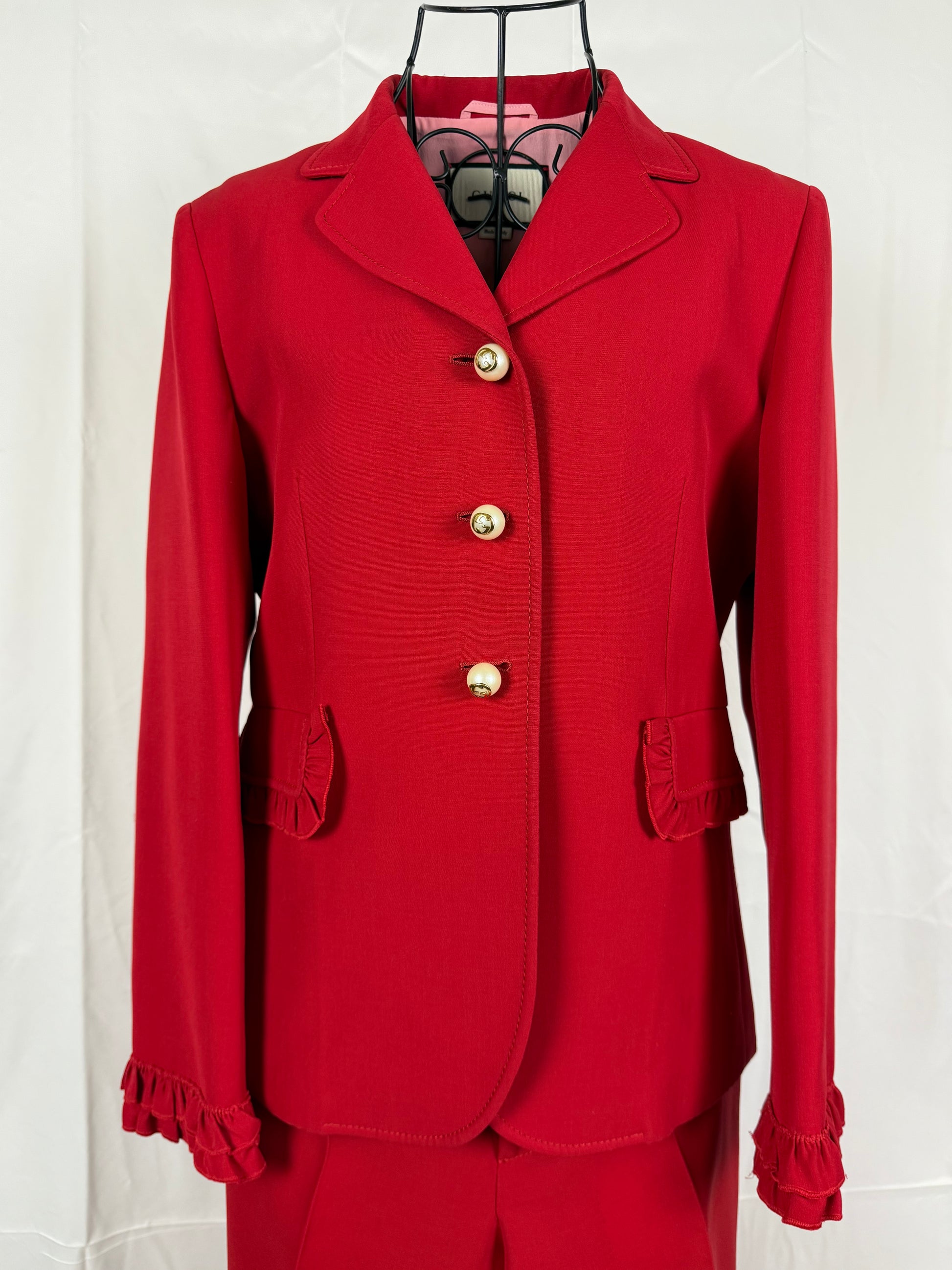 Gucci Tailleur con Dettagli Ruffled Rosso - Pally Vintage Closet