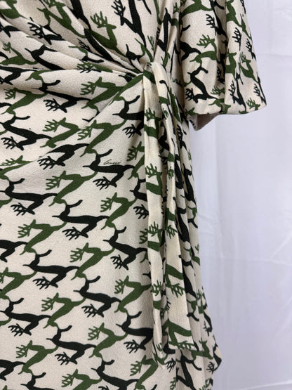 Gucci Vestito al Ginocchio Stampa Renne Verde e Avorio - Pally Vintage Closet