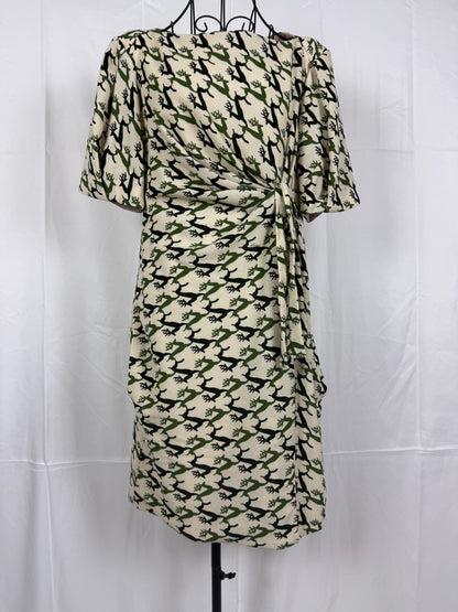 Gucci Vestito al Ginocchio Stampa Renne Verde e Avorio - Pally Vintage Closet