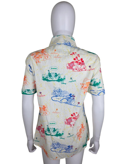 Gucci x Disney Camicia in Cotone con Stampa Iconica Cruise 2020 Avorio - Pally Vintage Closet