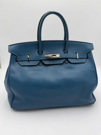 Herm-s-Borsa-Birkin-35-Blue-Jean-in-Pelle-Togo-con-Hardware-Palladio-70420589773124 - Pally Vintage Closet