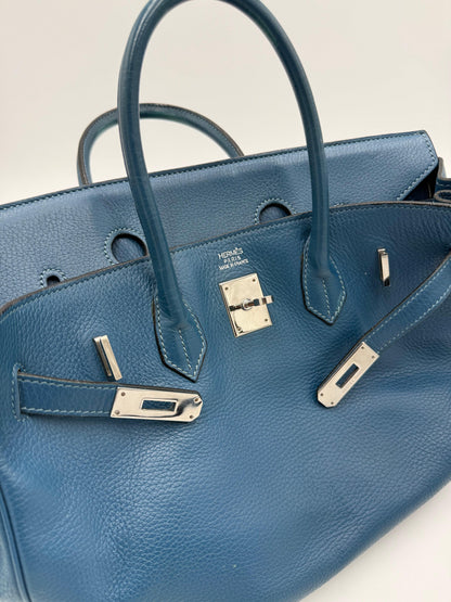 Herm-s-Borsa-Birkin-35-Blue-Jean-in-Pelle-Togo-con-Hardware-Palladio-70420589838660 - Pally Vintage Closet
