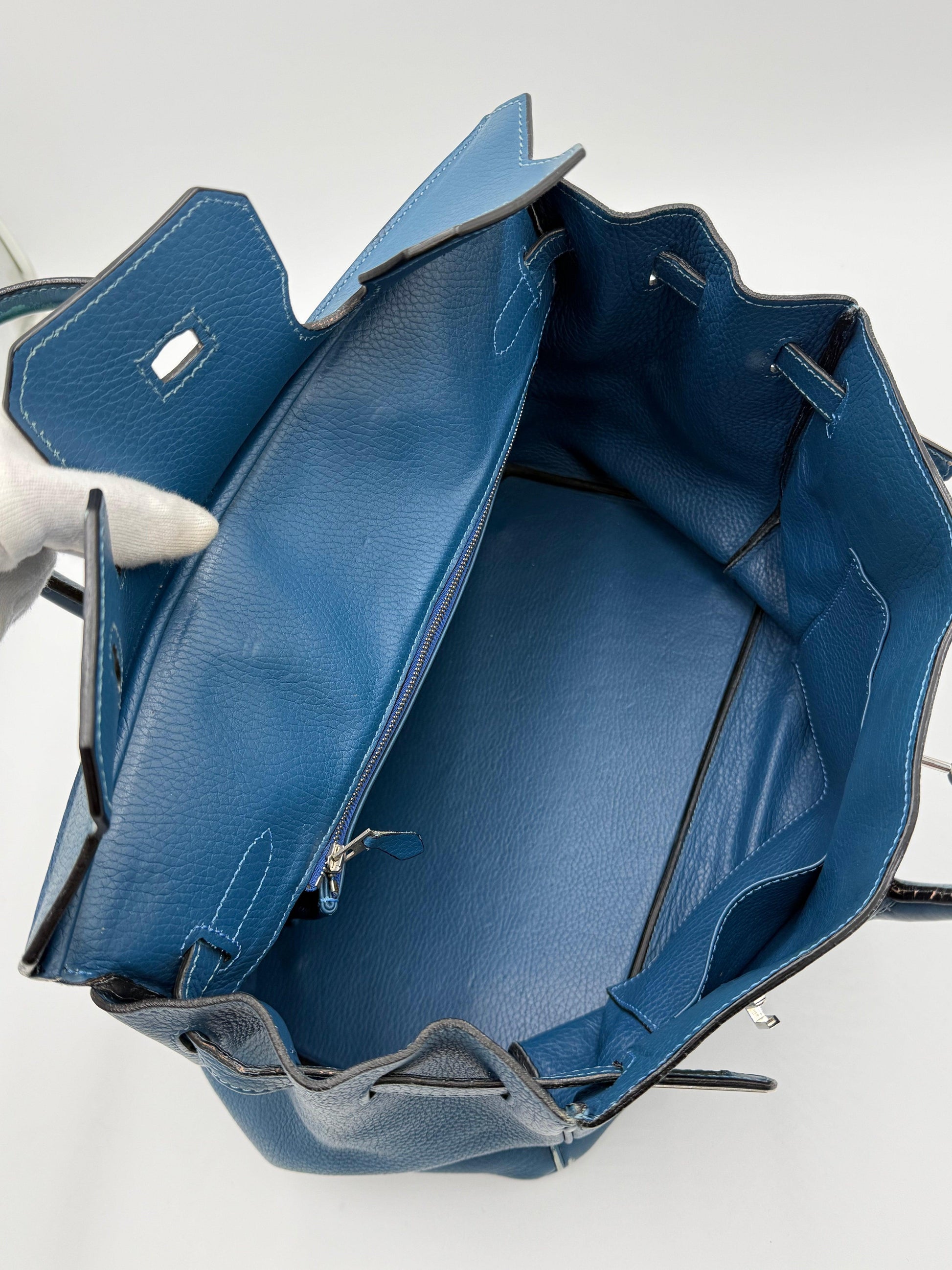 Herm-s-Borsa-Birkin-35-Blue-Jean-in-Pelle-Togo-con-Hardware-Palladio-70420589969732 - Pally Vintage Closet