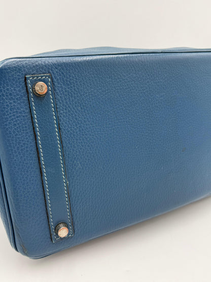 Herm-s-Borsa-Birkin-35-Blue-Jean-in-Pelle-Togo-con-Hardware-Palladio-70420590100804 - Pally Vintage Closet