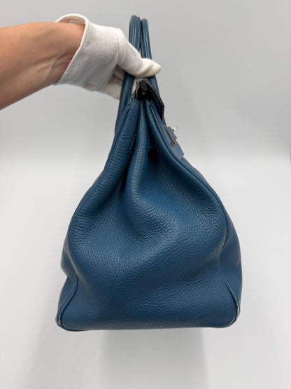 Herm-s-Borsa-Birkin-35-Blue-Jean-in-Pelle-Togo-con-Hardware-Palladio-70420590231876 - Pally Vintage Closet