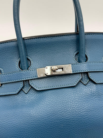 Herm-s-Borsa-Birkin-35-Blue-Jean-in-Pelle-Togo-con-Hardware-Palladio-70420590461252 - Pally Vintage Closet