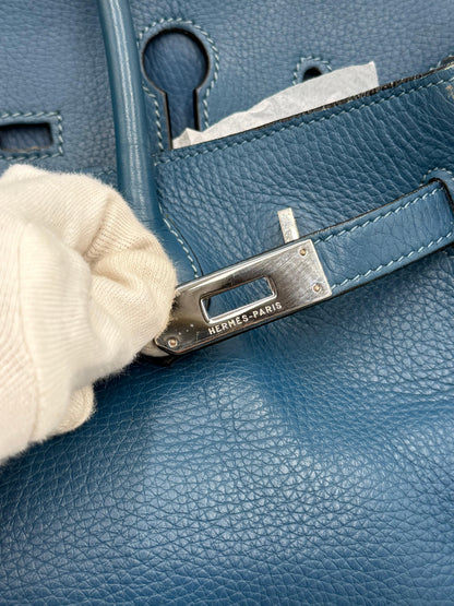 Herm-s-Borsa-Birkin-35-Blue-Jean-in-Pelle-Togo-con-Hardware-Palladio-70420590526788 - Pally Vintage Closet