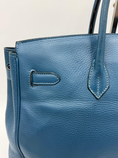 Herm-s-Borsa-Birkin-35-Blue-Jean-in-Pelle-Togo-con-Hardware-Palladio-70420590625092 - Pally Vintage Closet