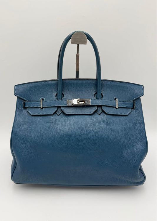 Herm-s-Borsa-Birkin-35-Blue-Jean-in-Pelle-Togo-con-Hardware-Palladio-70420590723396 - Pally Vintage Closet