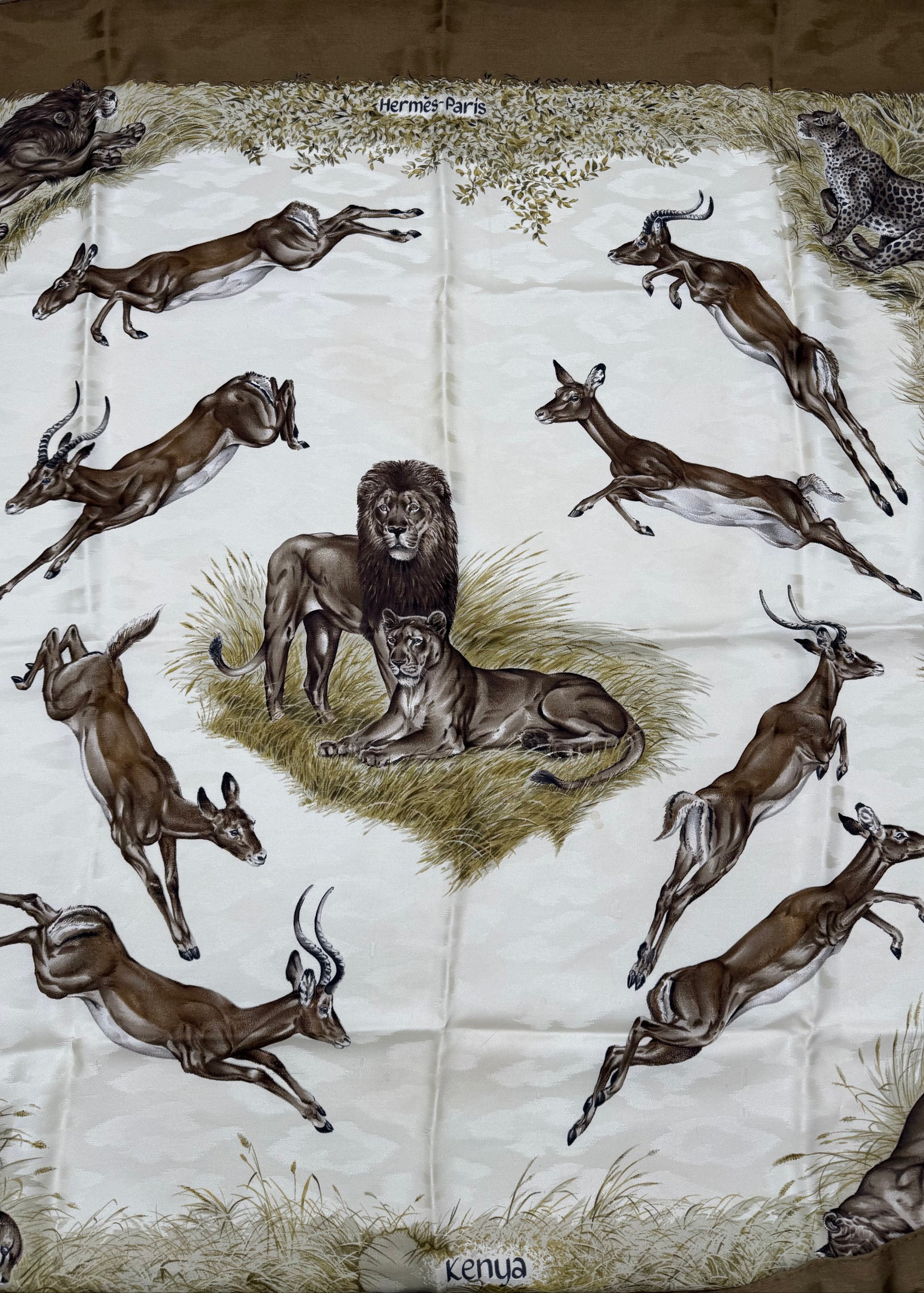 Hermès Foulard Vintage Kenya Seta Jacquard Cachi - Pally Vintage Closet