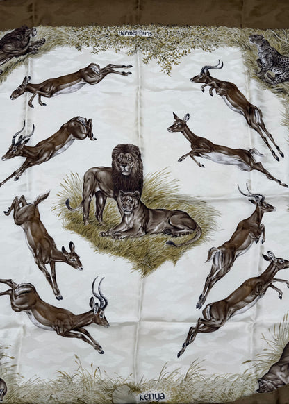 Hermès Foulard Vintage Kenya Seta Jacquard Cachi - Pally Vintage Closet