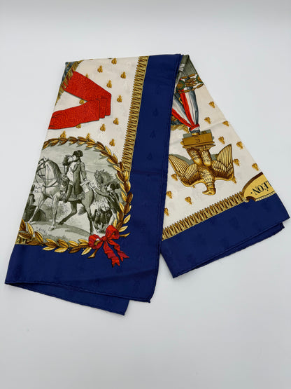 Hermès Foulard Vintage Napoléon Seta Jacquard Blu - Pally Vintage Closet