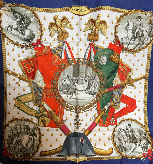 Hermès Foulard Vintage Napoléon Seta Jacquard Blu - Pally Vintage Closet