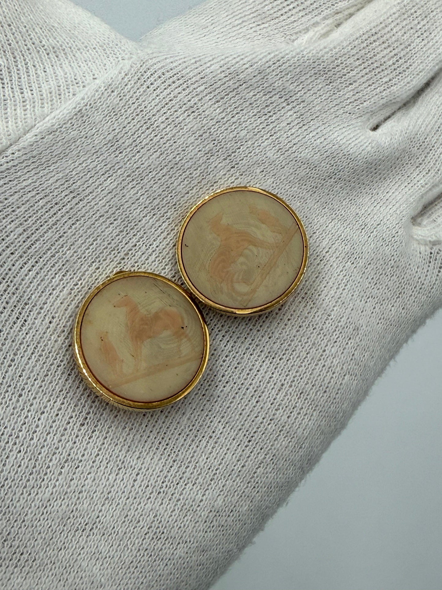 Herm-s-Orecchini-a-Clip-Vintage-Bijouterie-Fantaisie-Motivo-Equestre-Avorio-70560858603844 - Pally Vintage Closet