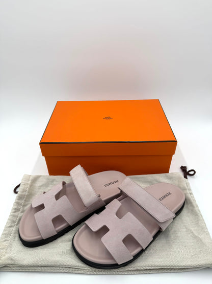 Hermès Sandali Chypre in Camoscio Rose Porcelaine - Pally Vintage Closet