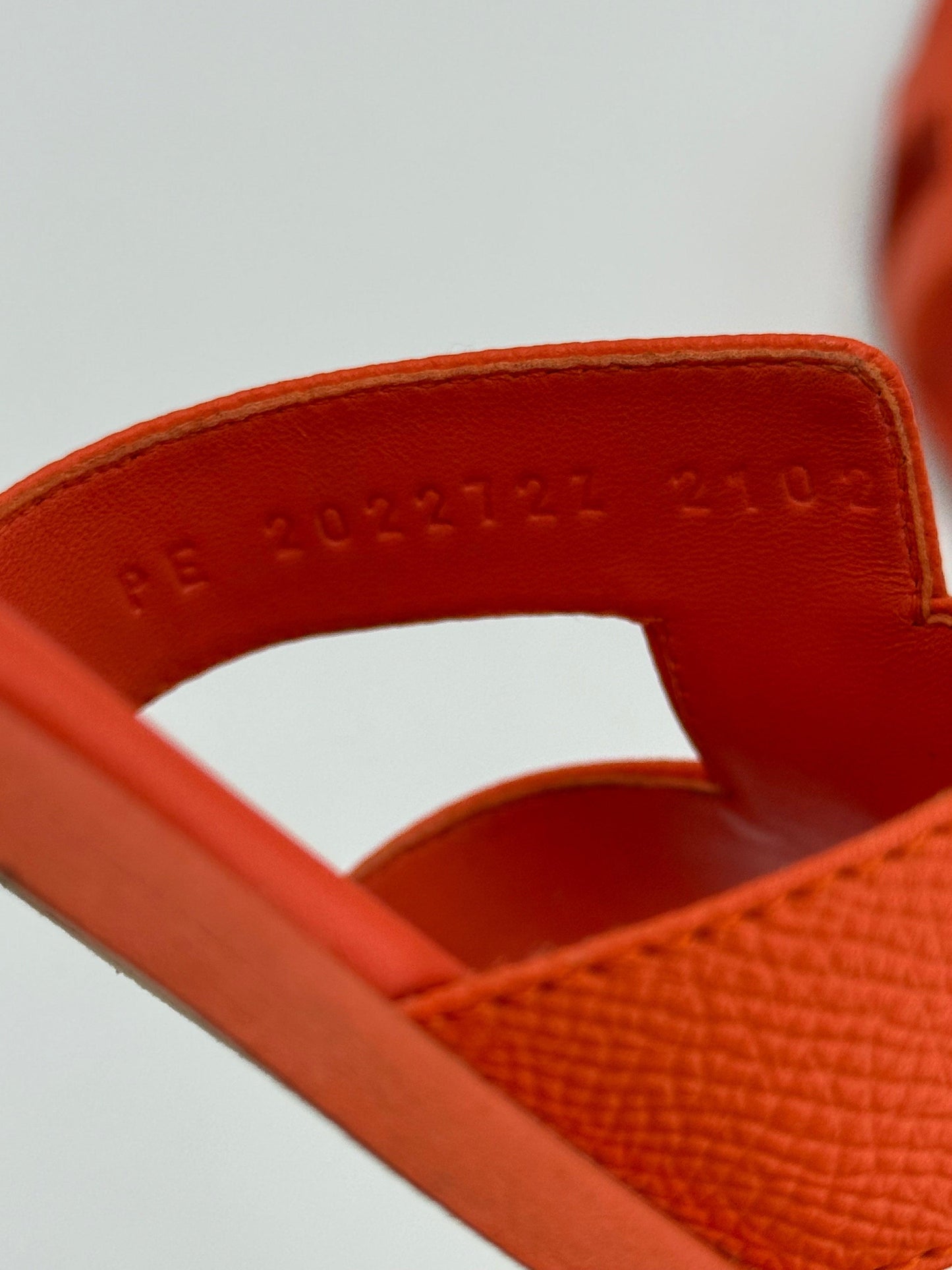 Hermès Orange Poppy Epsom Leather Oran Sandals