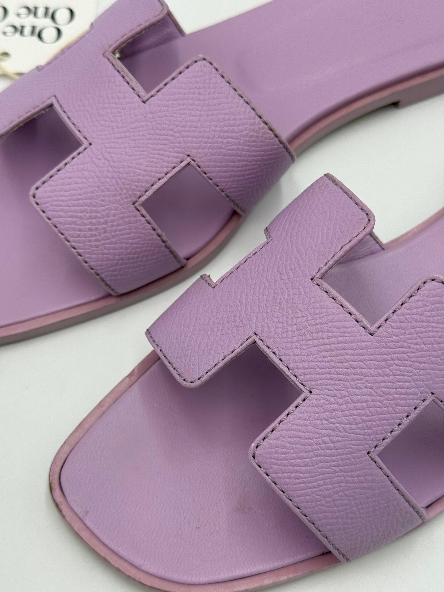 Hermès Oran Sandals in Violet Amethyst Epsom Leather