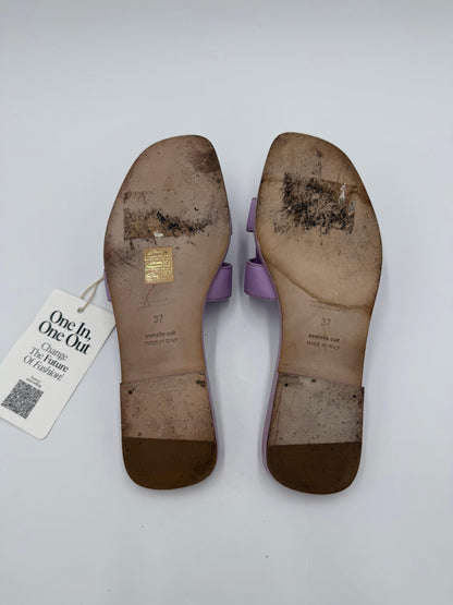 Hermès Oran Sandals in Violet Amethyst Epsom Leather