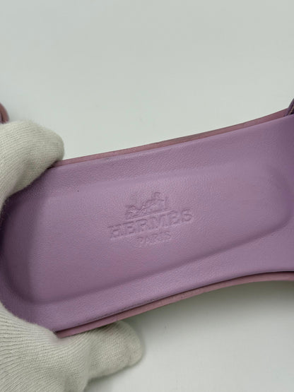 Hermès Oran Sandals in Violet Amethyst Epsom Leather