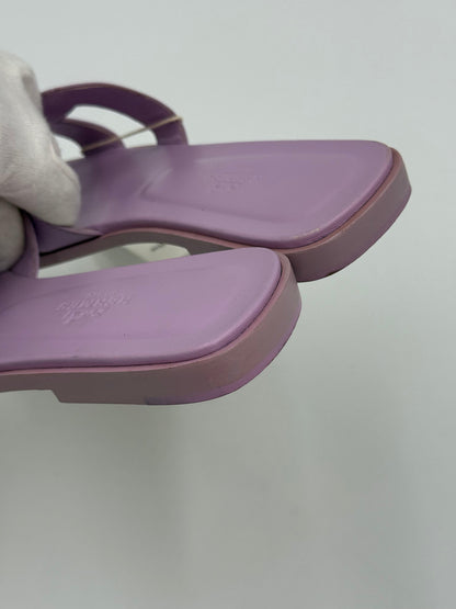 Hermès Oran Sandals in Violet Amethyst Epsom Leather