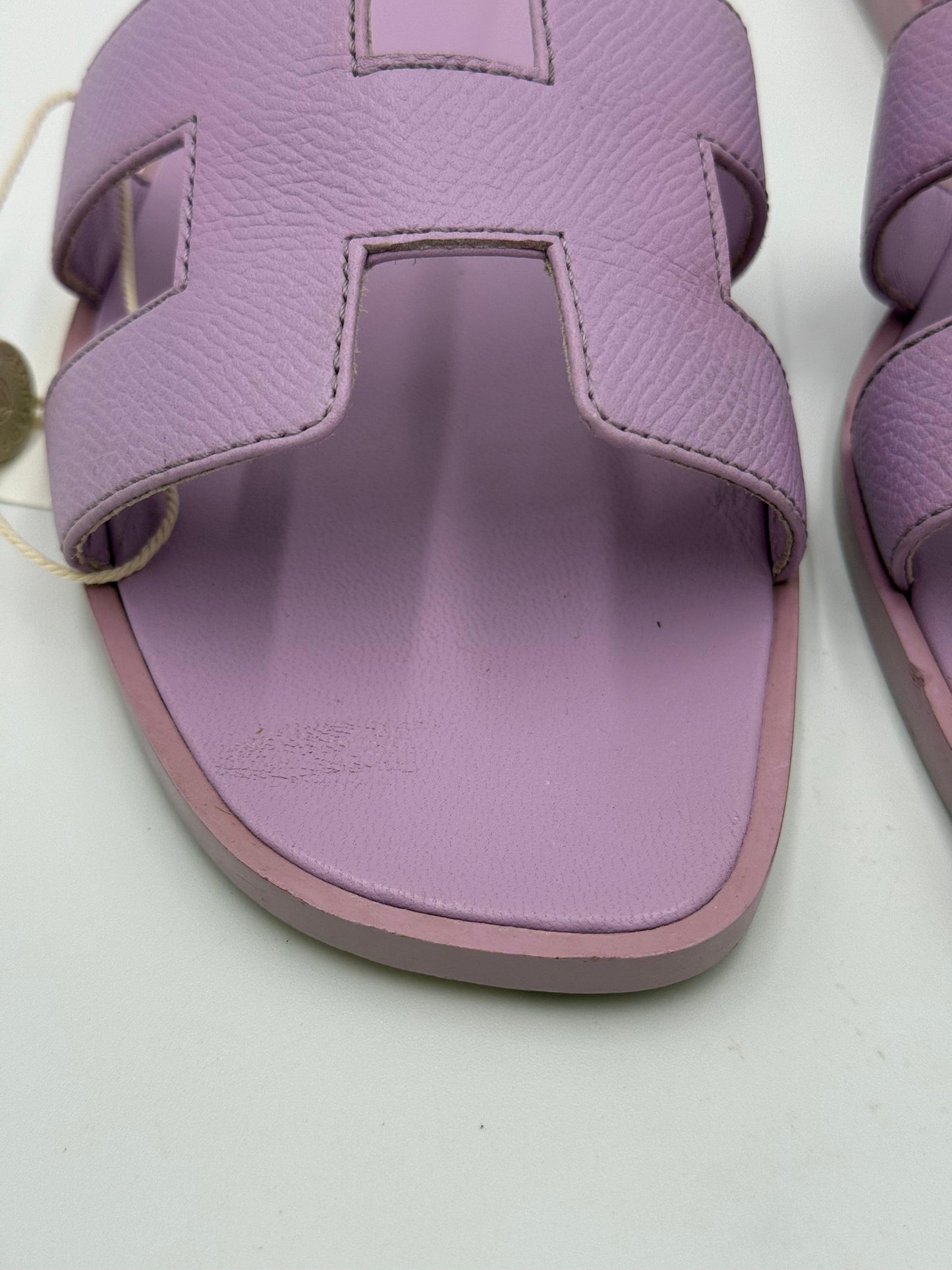 Hermès Oran Sandals in Violet Amethyst Epsom Leather