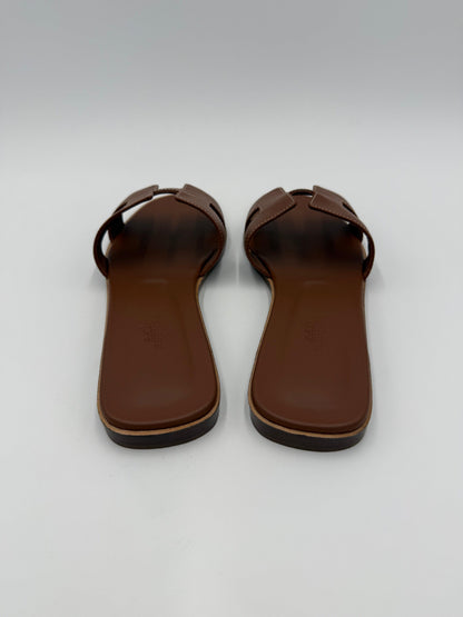 Hermès Sandali Oran in Pelle Gold Marrone - Pally Vintage Closet