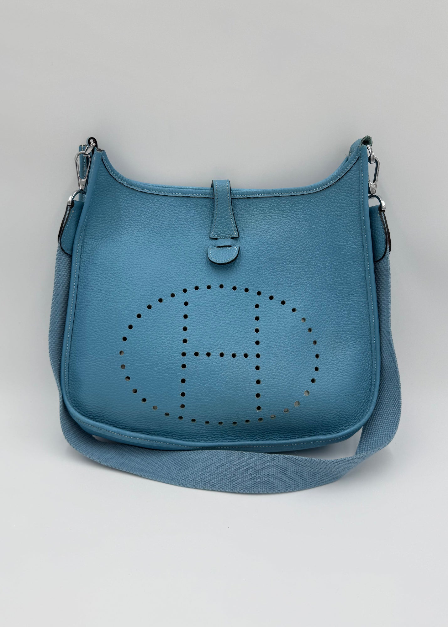 Hermes Borsa Evelyne III PM in Pelle Taurillon Clemence Celeste