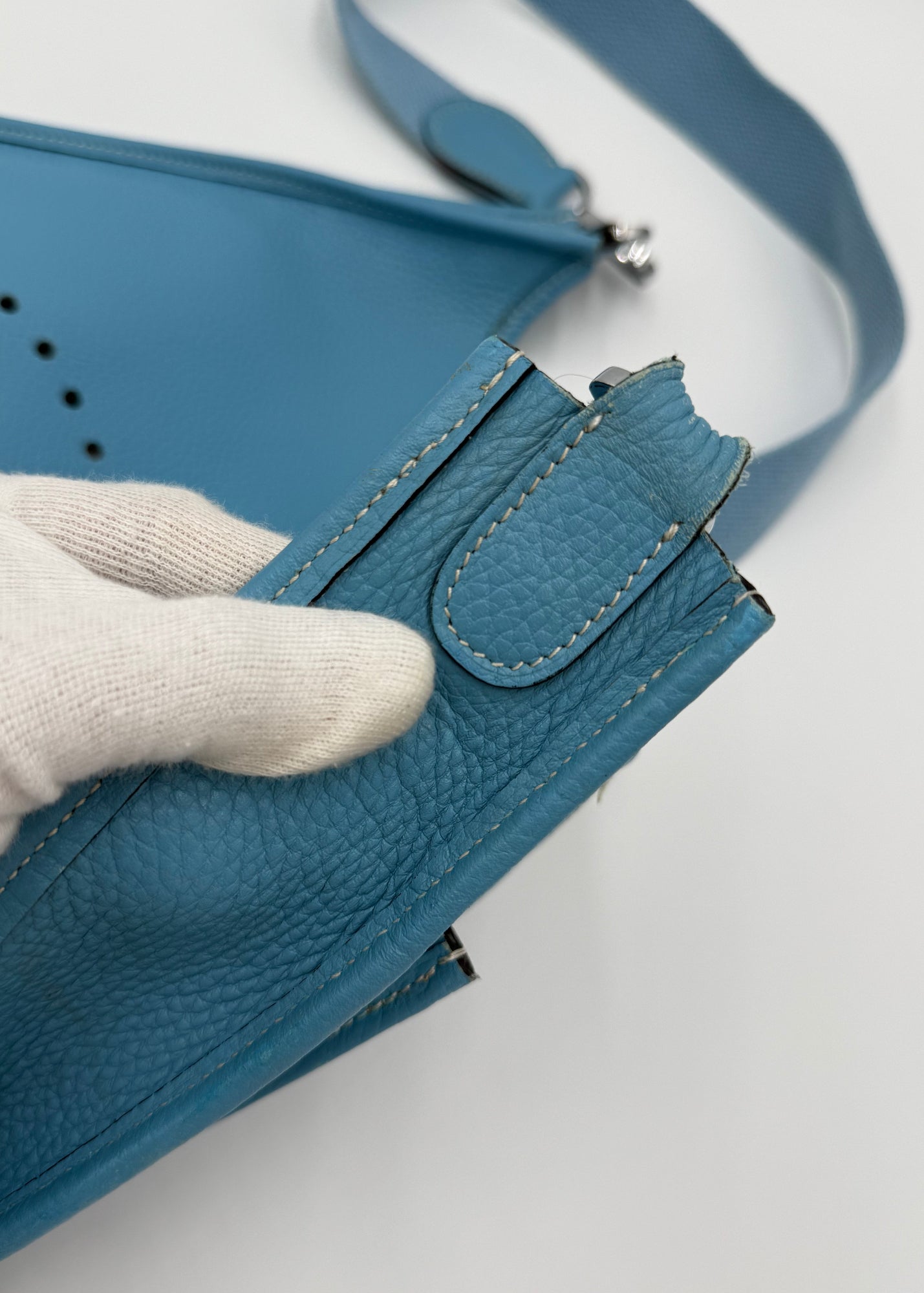 Hermes Borsa Evelyne III PM in Pelle Taurillon Clemence Celeste