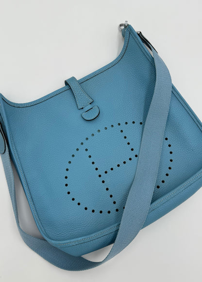 Hermes Borsa Evelyne III PM in Pelle Taurillon Clemence Celeste