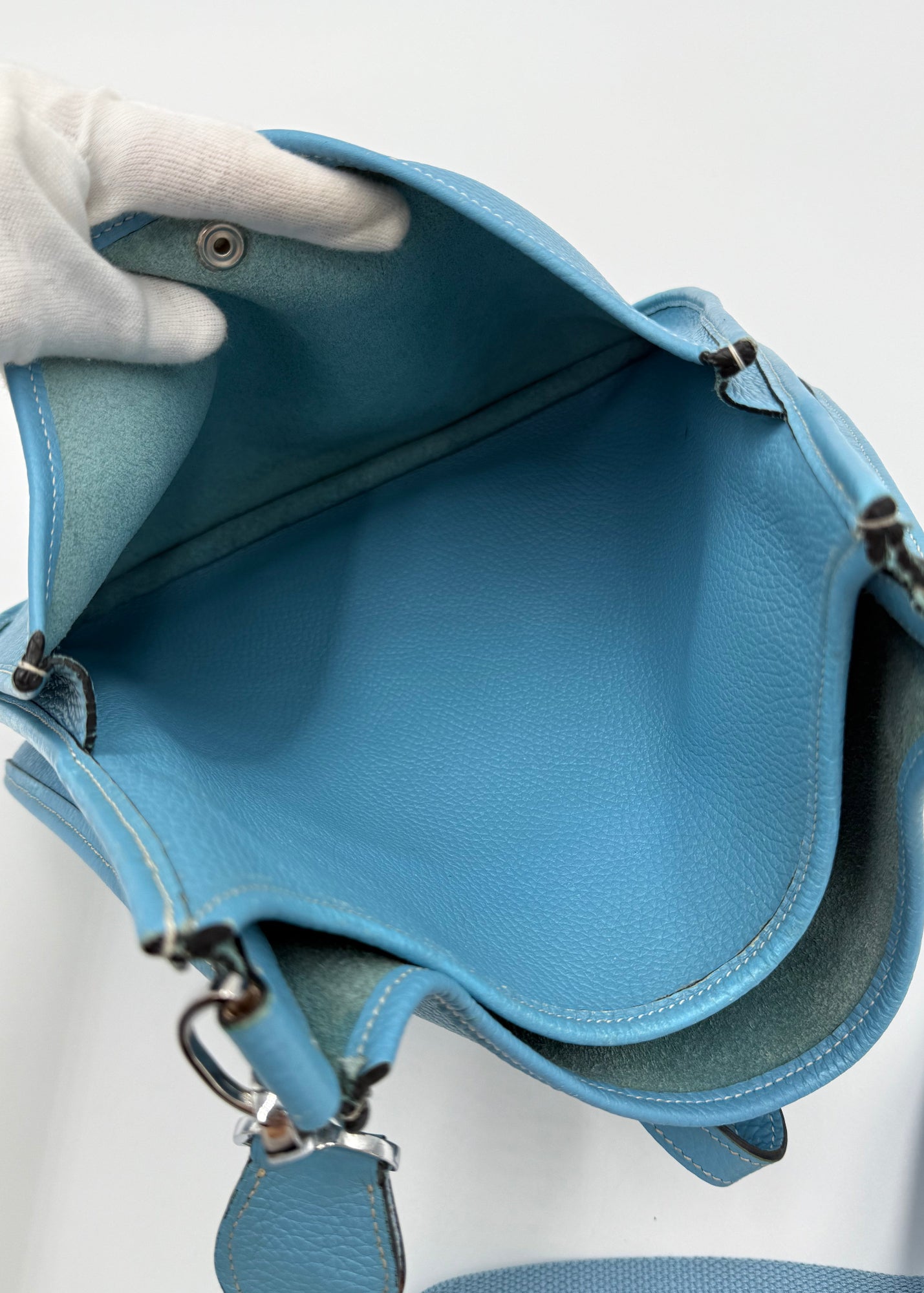 Hermes Borsa Evelyne III PM in Pelle Taurillon Clemence Celeste