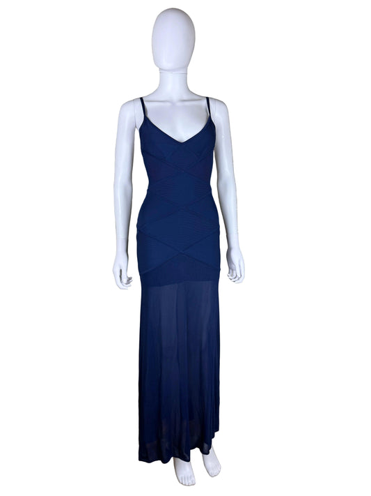 Hervé Léger Abito Vintage Lungo Bandage in Blu Navy - Pally Vintage Closet