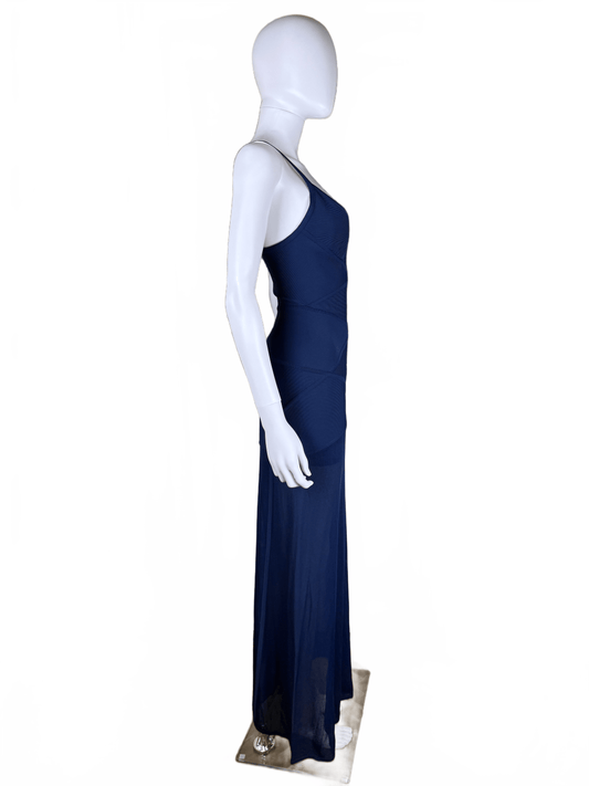 Hervé Léger Abito Vintage Lungo Bandage in Blu Navy - Pally Vintage Closet