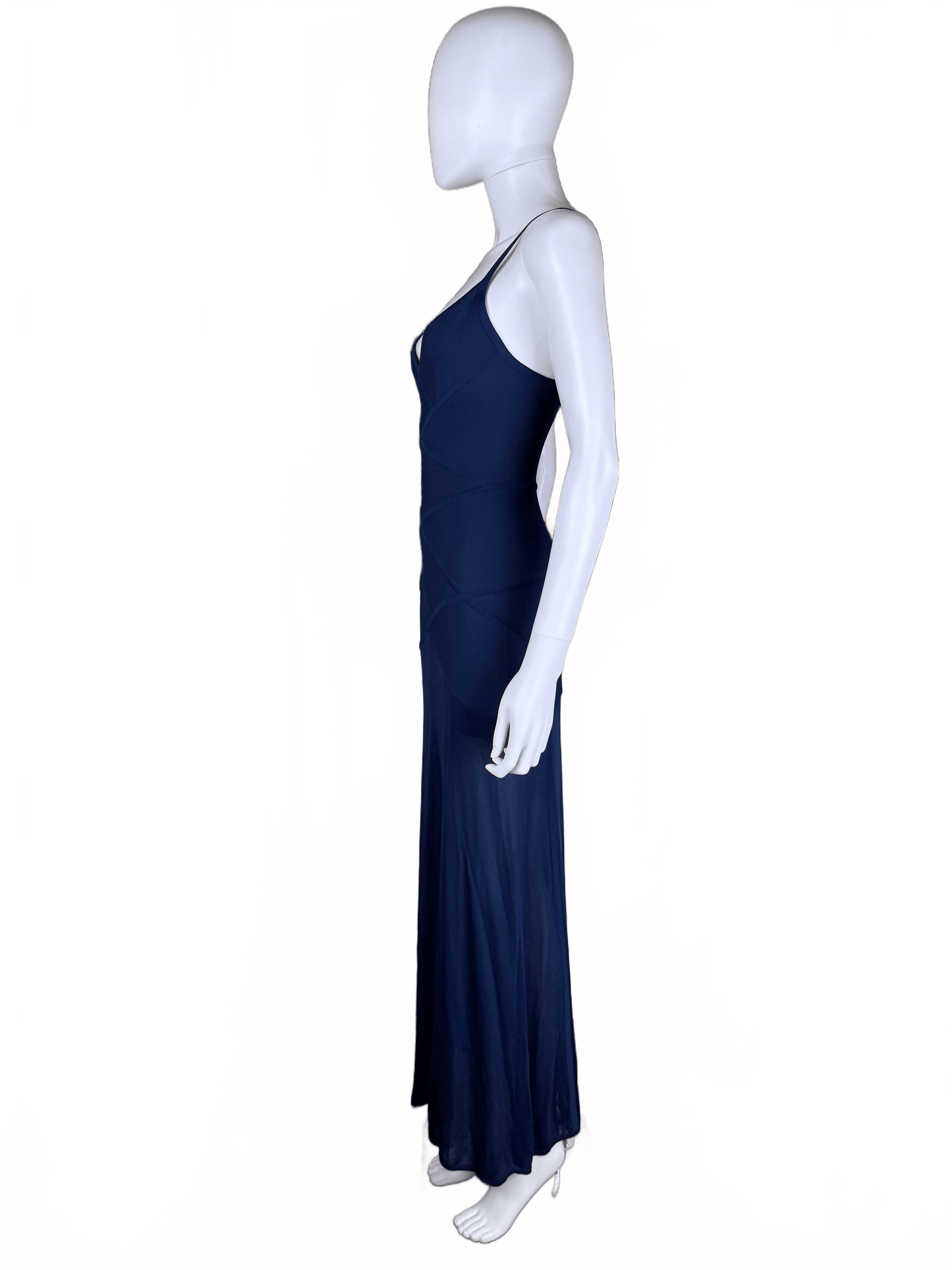 Hervé Léger Abito Vintage Lungo Bandage in Blu Navy - Pally Vintage Closet