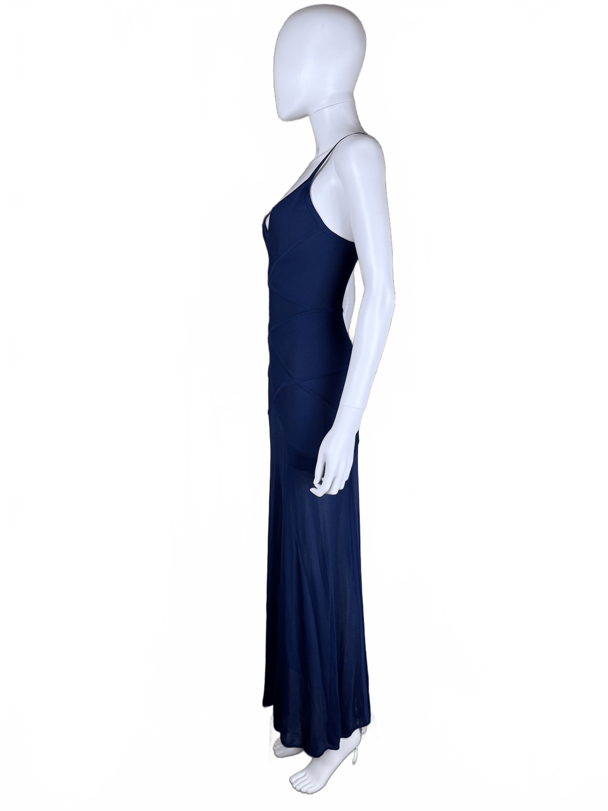 Hervé Léger Abito Vintage Lungo Bandage in Blu Navy - Pally Vintage Closet