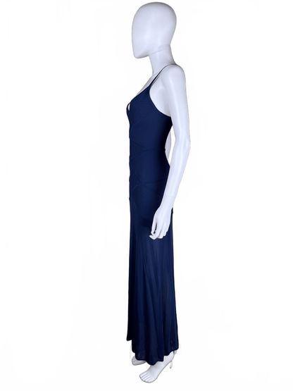 Hervé Léger Abito Vintage Lungo Bandage in Blu Navy - Pally Vintage Closet