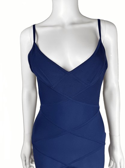 Hervé Léger Abito Vintage Lungo Bandage in Blu Navy - Pally Vintage Closet