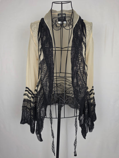 Jean Paul Gaultier Cardigan Vintage Effetto Stropicciato e Pizzo Nero - Pally Vintage Closet