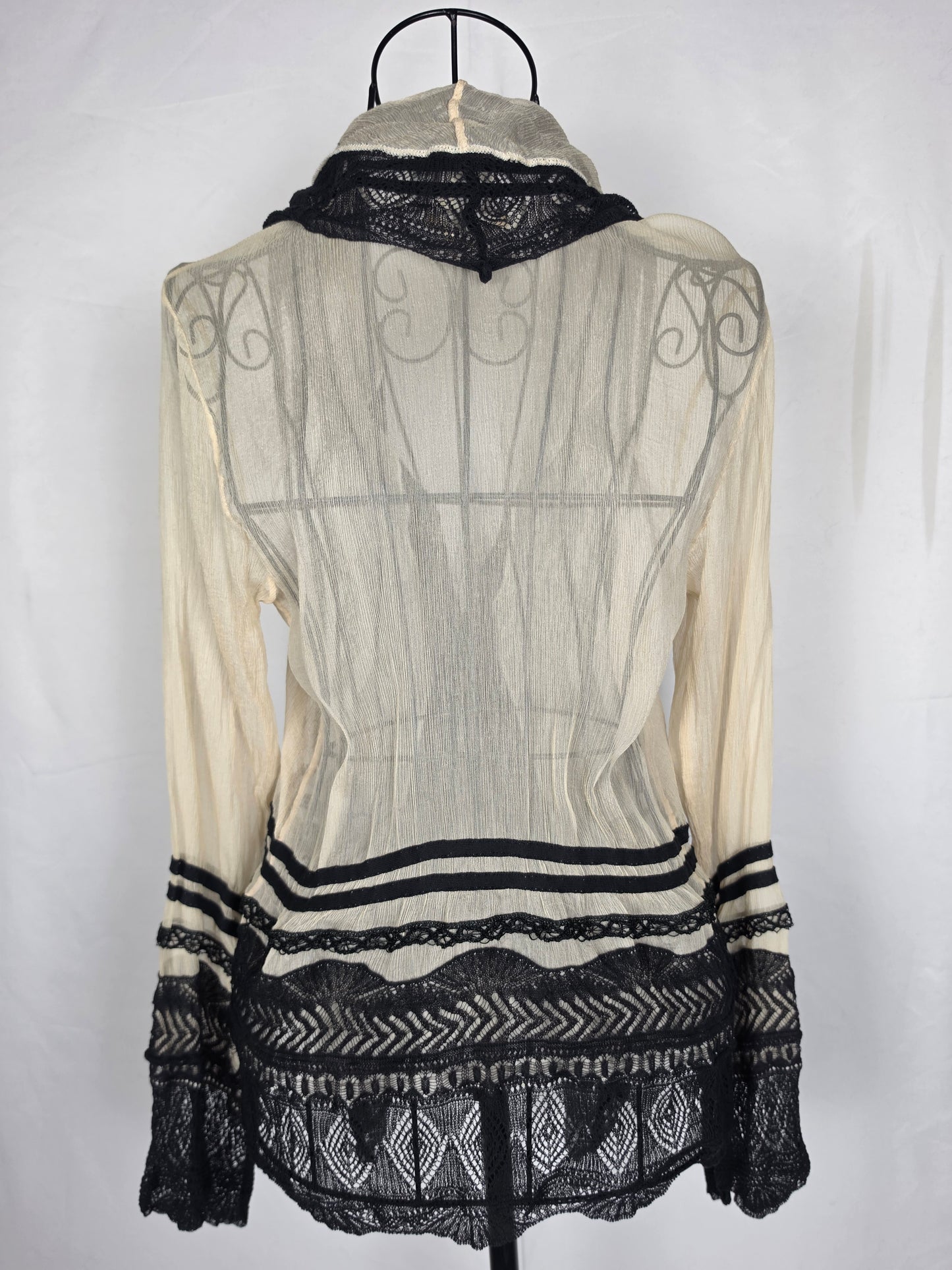 Jean Paul Gaultier Cardigan Vintage Effetto Stropicciato e Pizzo Nero - Pally Vintage Closet