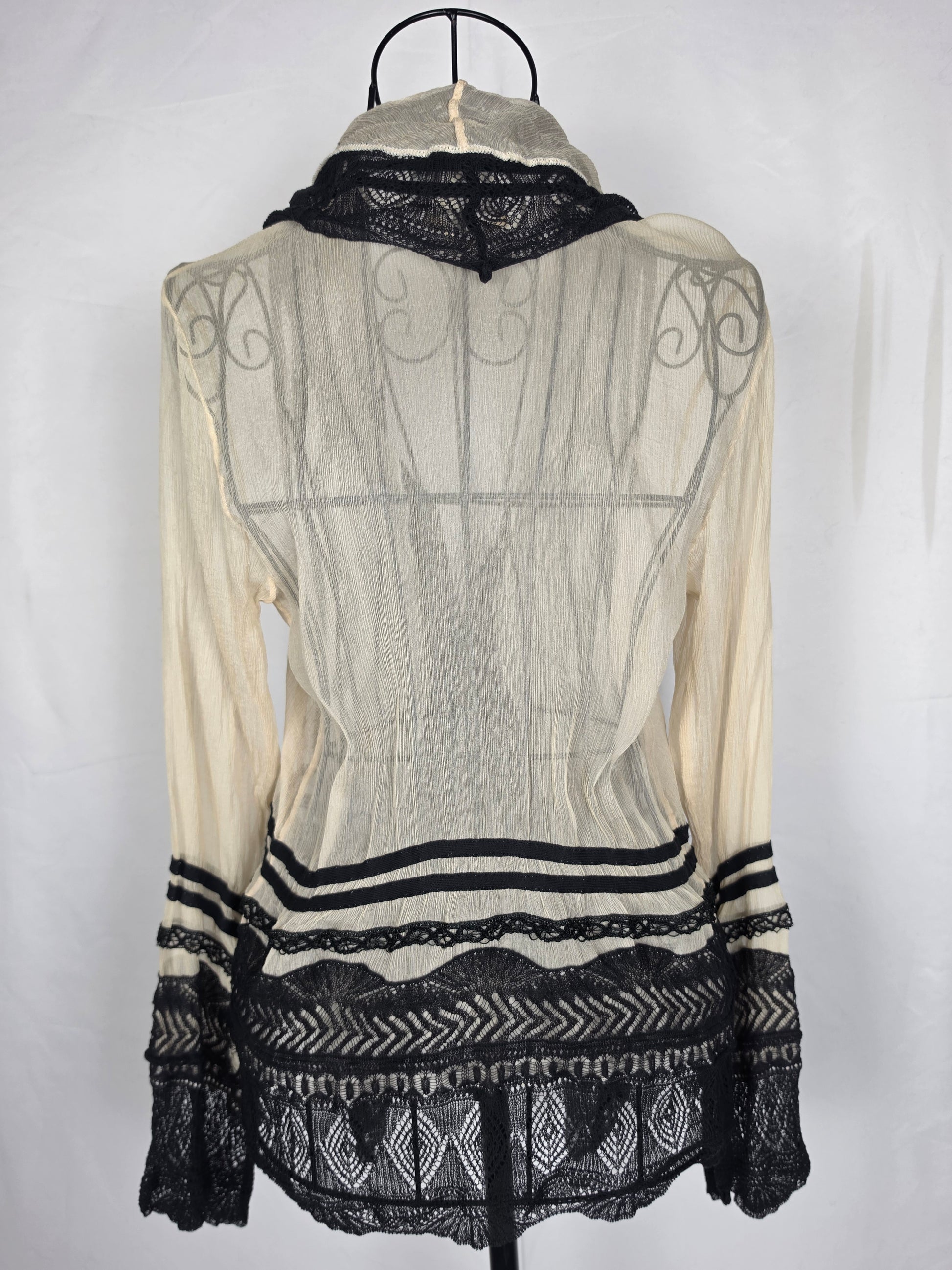 Jean Paul Gaultier Cardigan Vintage Effetto Stropicciato e Pizzo Nero - Pally Vintage Closet